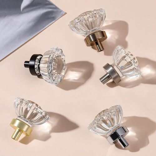 Matte Black Cabinet Knobs Crystal Cabinets Knob 4 Pack Clear Crystal Small Pull for Closet Dresser Drawers Cupboard Wardrobe Solid Alloy Retro Pull 1