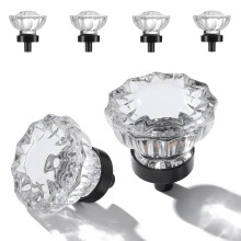 Matte Black Cabinet Knobs Crystal Cabinets Knob 4 Pack Clear Crystal Small Pull for Closet Dresser Drawers Cupboard Wardrobe Solid Alloy Retro Pulls