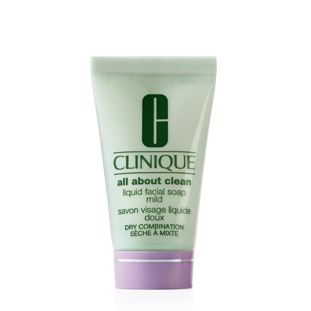 Clinique 3-Step All About Clean Liquid Gentle Facial Cleanser Soap For Dry Combination Skin Types  Mild  1 fl. oz.