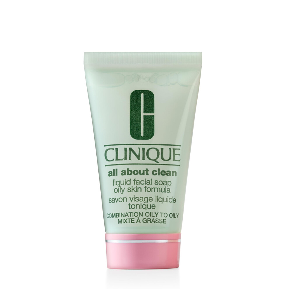 Clinique 3-Step All About Clean Liquid Facial Cleanser Soap For Oily Skin Types  Mini Travel Size  1 fl. oz.