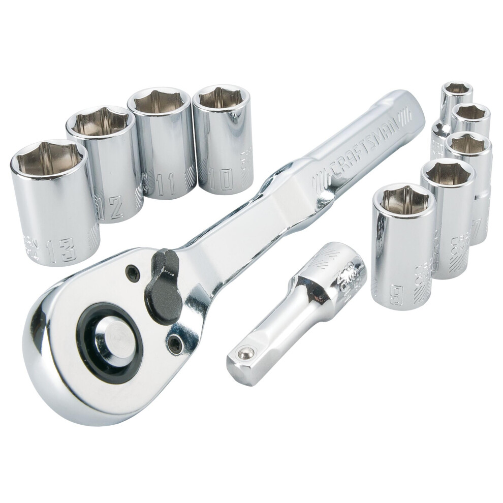 Craftsman Mechanics Tool Set, Metric, 1/4 Inch Drive, 11 Piece (CMMT34871)-image