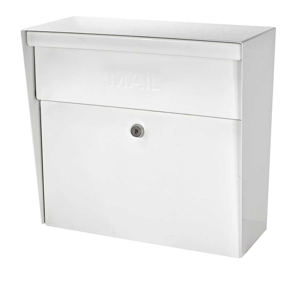 Mail Boss 7169 Metro Locking Security Wall Mount Mailbox  Alpine White