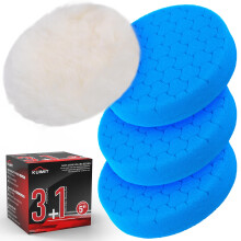 KUIMIT Blue Polish Pad 3 stuks 5,5 inch gezicht voor 5 inch polijstpads en wollen pads 125 mm steunplaat samengestelde polijstspons voor autobuffer p
