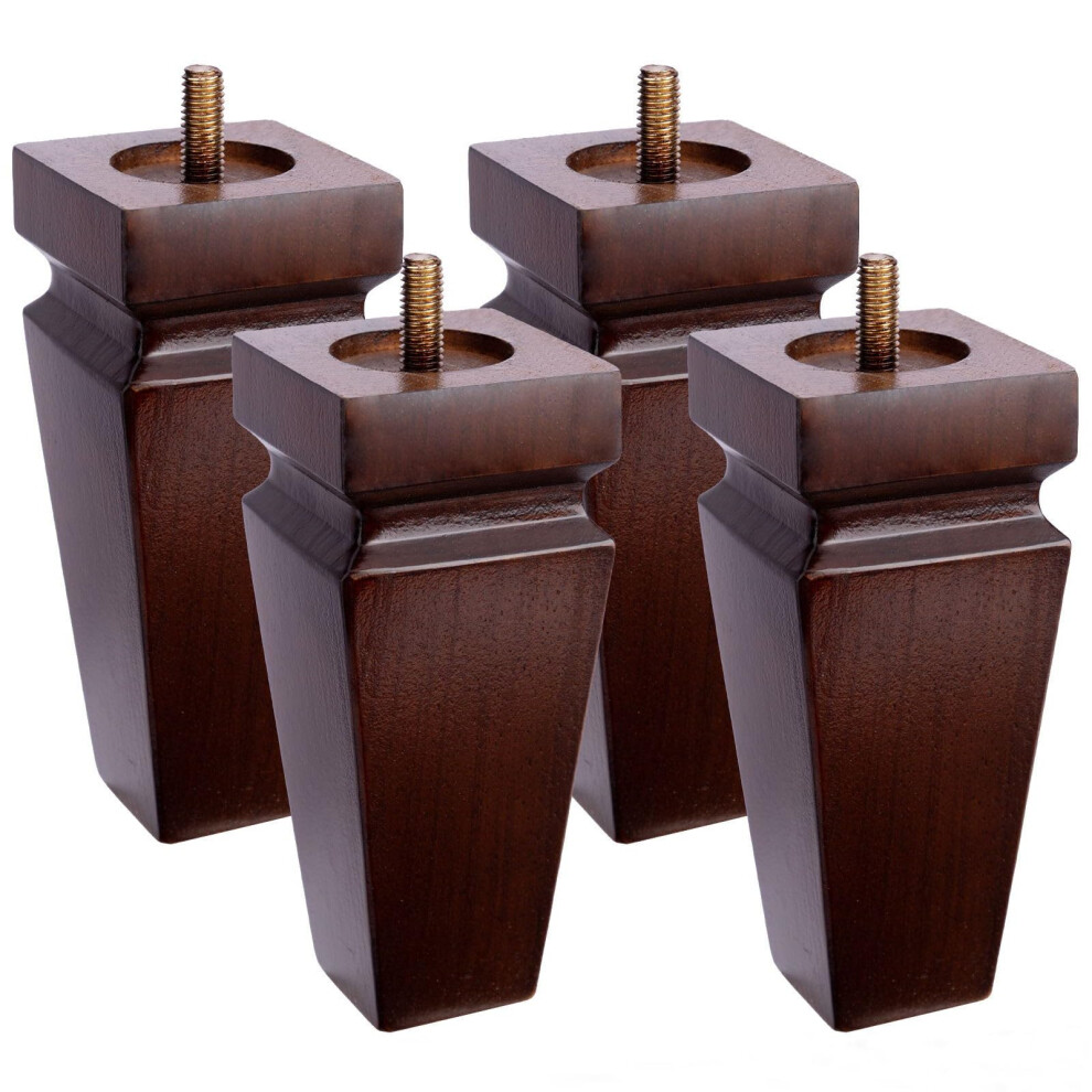 Lot de 4 pieds de meubles carrés en bois - Pieds de rechange en bois pour canapé, lit, banc, commode, pièces en bois d'hévéa pour table, canapé,