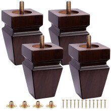 Vierkante houten meubelpoten set van 4 - houten vervangende voeten voor bankbed bank dressoir rubberen houten onderdelen voor tafel bank houten poten
