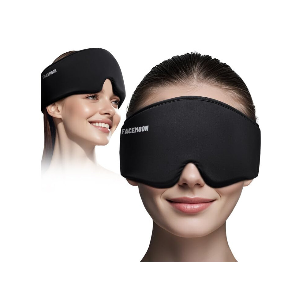 Facemoon Dark Cooling Gel Eye Mask For Puffy Eyes - Circles Migraine Relief Fsa Hsa Eligible Reusable Sleep Mask For Ice Cold Compress Long-Lasting