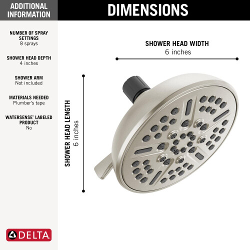 DELTA 75898SN Universal Components Shower Head  Satin Nickel 2