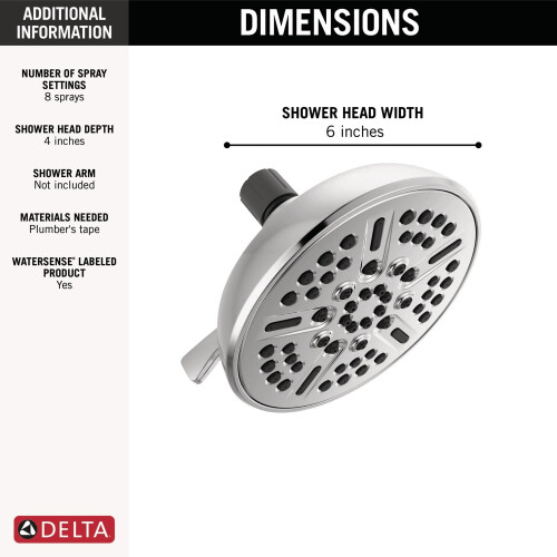 DELTA 75898C Universal Components Shower Head Chrome 2