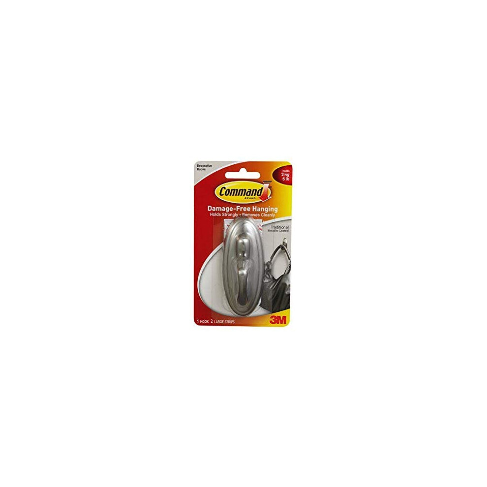 Photos - Other Furniture 3M Command 17053BN Large Plastic Hook Brushed Nickel Finish 4-pk 