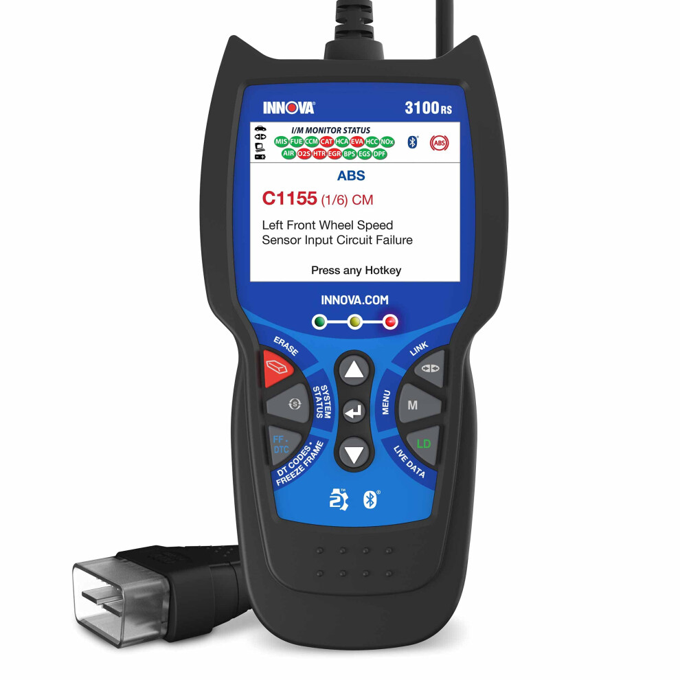 INNOVA 3100RS OBD2-Scanner, ABS-SRS-Airbag-Scan-Tool mit Airbag-Leuchte und lkontrollleuchte zur cksetzen, Diagramm streamen und Live-Daten aufz