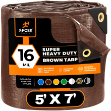 Super Heavy Duty 16 Mil Bruin Poly Tarp Cover - Dik Waterdicht UV-bestendig Scheur- en scheurbestendig zeildoek met doorvoertules en versterkte rande