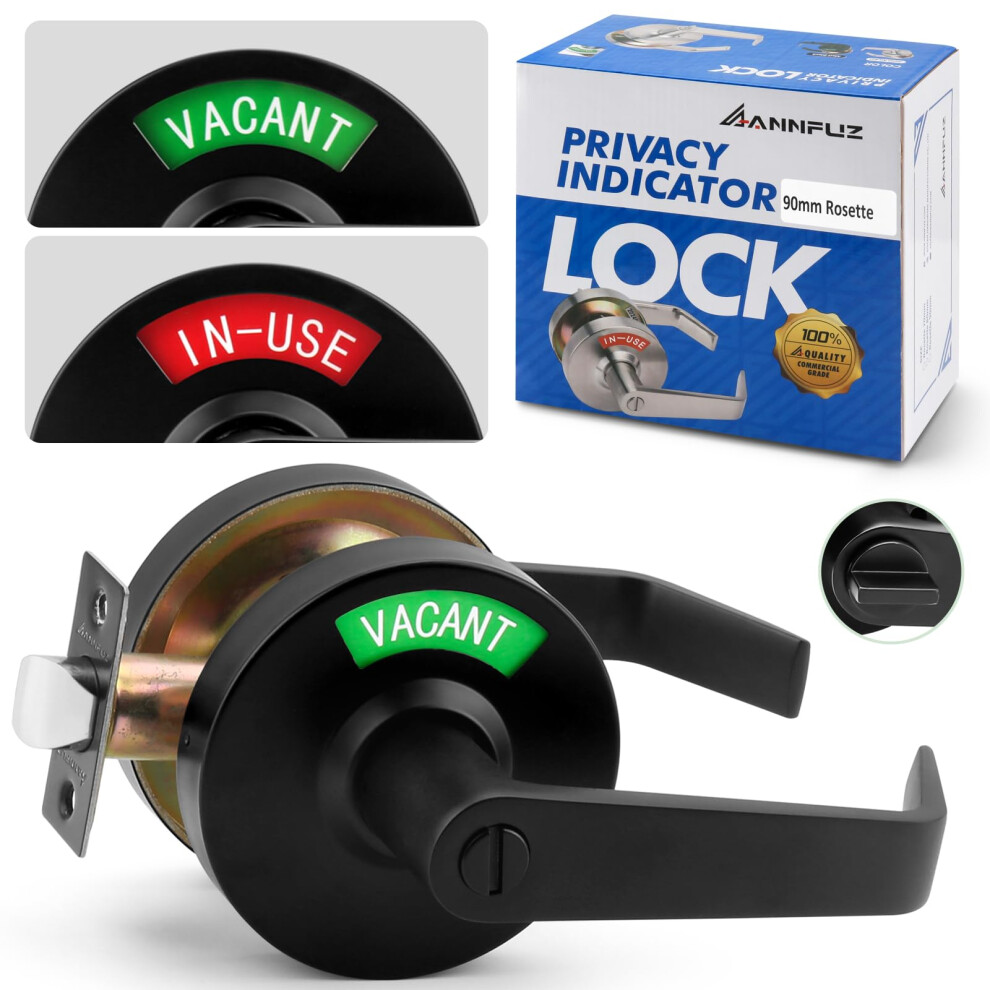 Annfuz Vacant Or In-Use Occupied Bathroom Indicator Privacy Handle Lock With Large Window Vacant Occupied Bathroom Lock Commercial Ansi Grade 2 For Al 717326266507