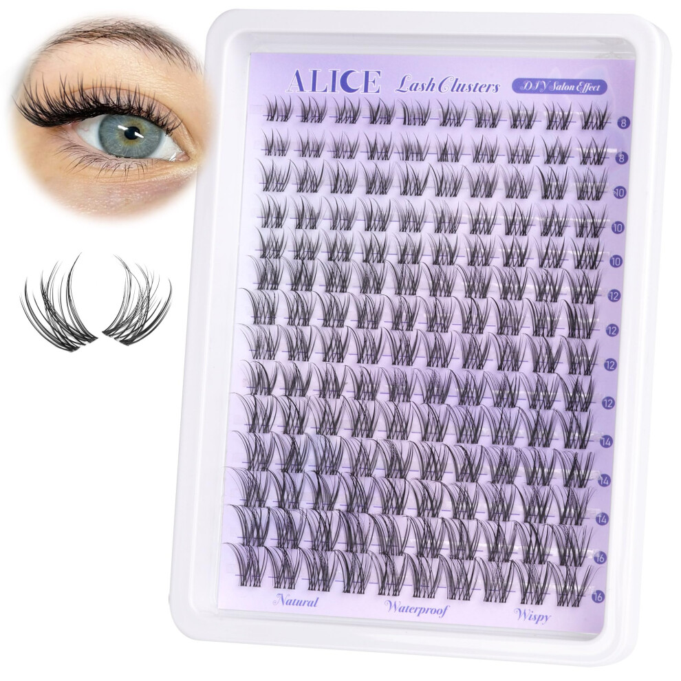 Alice Natural Lash Clusters Lash Extensions Invisible Band Waterproof 8-16Mm Curl Cluster Eyelash Extensions Wispy Eyelash Clusters Individual Lashes