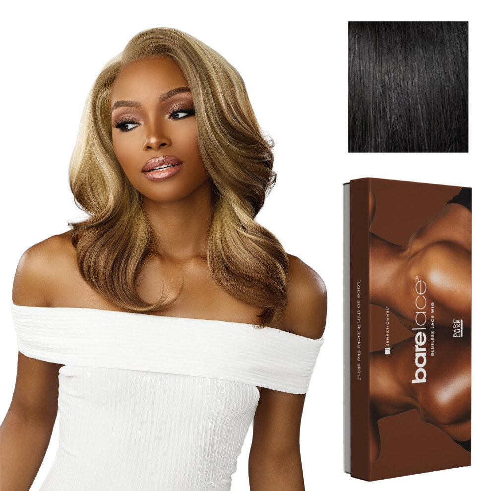 Sensationell Sensationnel Bare Lace 13X6 Wigs - Unit 14 Lacefrontal Glueless Synthetic 180 Degree Preplucked Hairline (1 Jetblack)