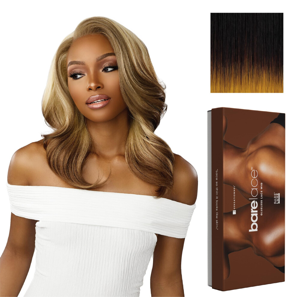 Sensationell Sensationnel Bare Lace 13X6 Wigs - Unit 14 Lacefrontal Glueless Synthetic 180 Degree Preplucked Hairline (Td/Mustard)