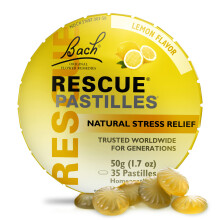 Bach RESCUE PASTILLES Lemon Flavor Natural Stress Relief Lozenges Homeopathic Flower Essence Vegetarian Gluten & Sugar-Free 35 Count