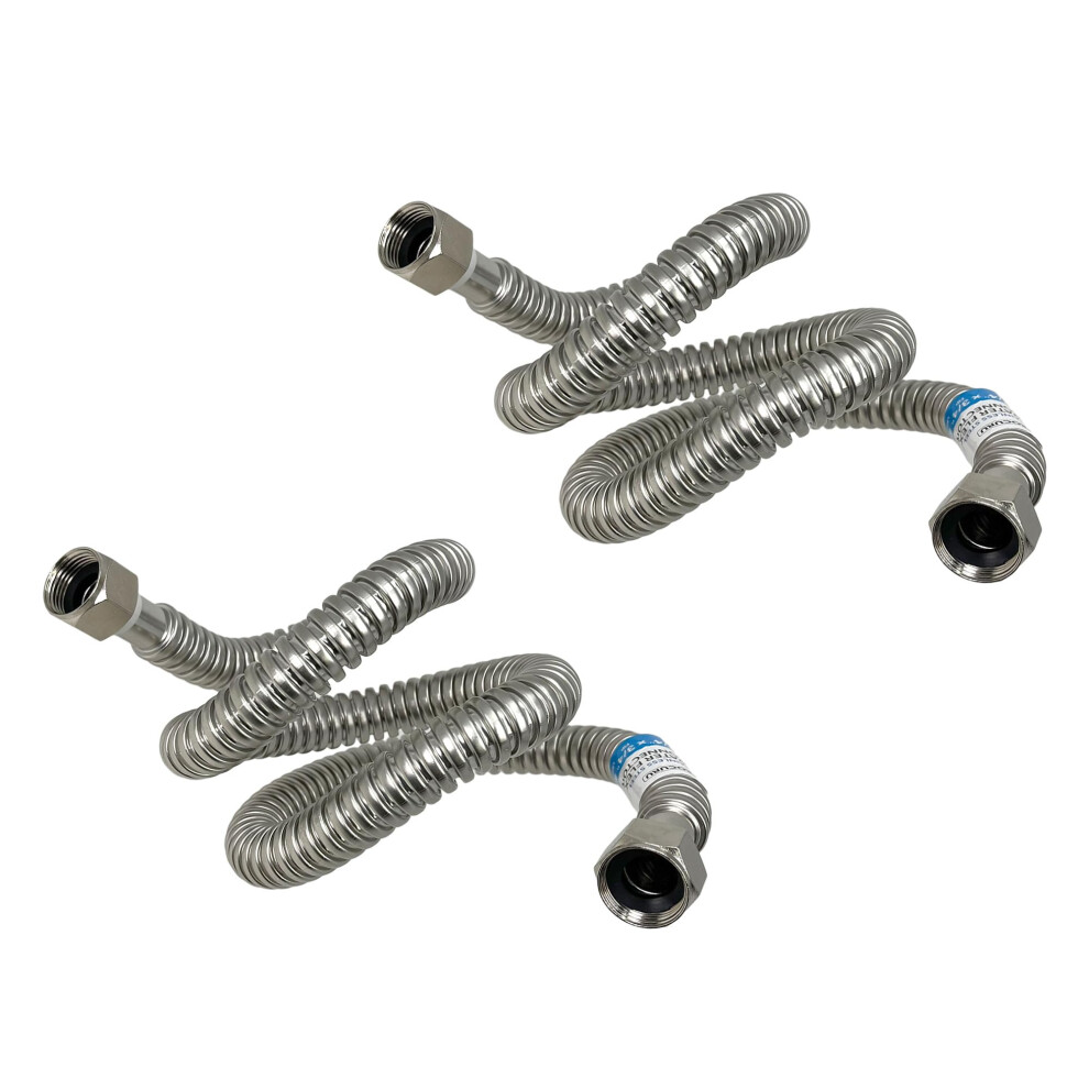 Procuru 2-Pack 3/4"""" Fip X 36"""" (3Ft) Stainless Steel Water Heater Flex Connector Certified Safe (6Waa36-2P) 810162572228