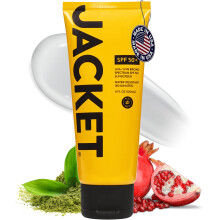 JACKET Sport Sunscreen SPF 50+ Water Resistant Oil Free Anti-Aging Cream Vitamin and Antioxidant Enriched Age Spot Remover Oxybenzone Free Sun
