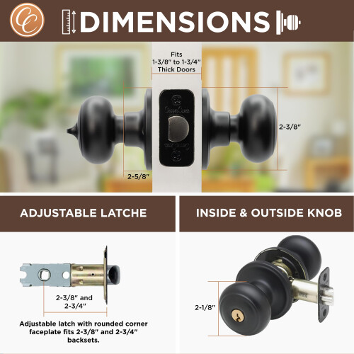 Copper Creek CK2040BC-3 Colonial Keyed Entry Function 3 Pack Door Knob 3 Pack Black 3 Pack 2