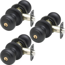 Copper Creek CK2040BC-3 Colonial Keyed Entry Function 3 Pack Door Knob 3 Pack Black 3 Pack