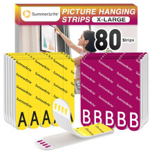 Summerbrite Bildaufhngungsstreifen, robust, XL, 40 Paar/80 Streifen, A+B, Haken- und Schlaufen-Bildaufhnger, abnehmbare, beschdigungsfreie hngend