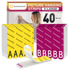 Summerbrite Bildaufhngestreifen, strapazierfhig, XL, 20 Paar/40 Streifen, A+B, Haken- und Schlaufen-Bildaufhnger, abnehmbare, beschdigungsfreie h
