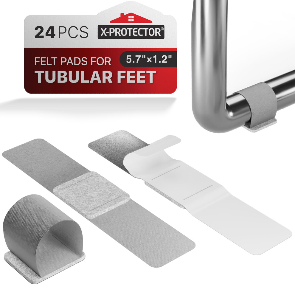 X-Protector Sled Base Chair Floor Protector - 24 PCS Chair Floor Protectors for Hardwood with Rail Feet - Self-Adhesive Floor Protectors for Chairs wi-image-OPC-PGTGN7S-NEW