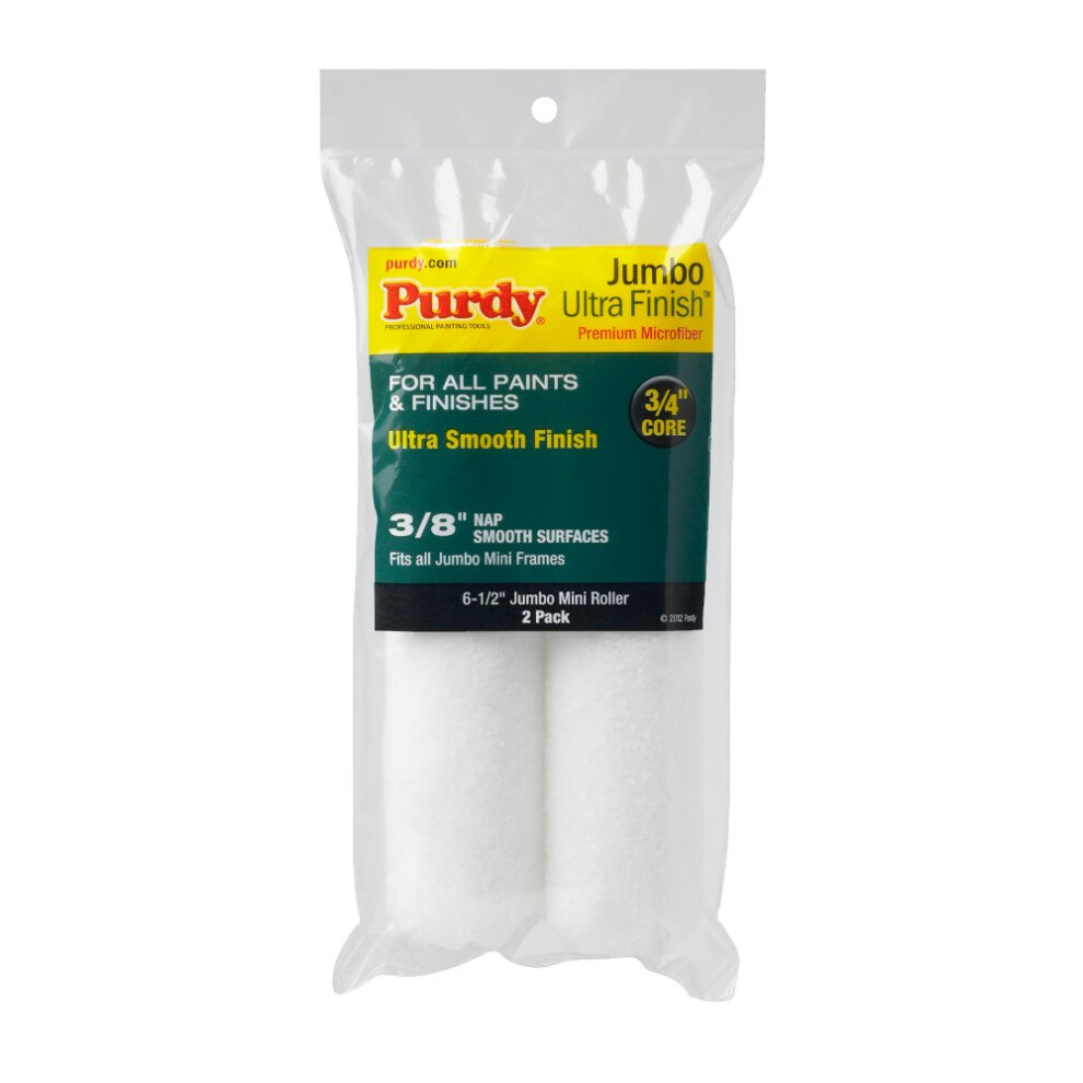 6-1/2"""" x 3/8"""" Nap Purdy 140626052 Ultra Finish Jumbo Mini-Roller Cover  2-Pack