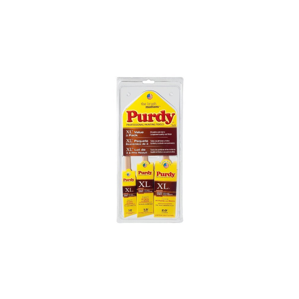 Purdy XL 1  1-1/2 and 2 in. W Assorted Polyester Paint Brush Set