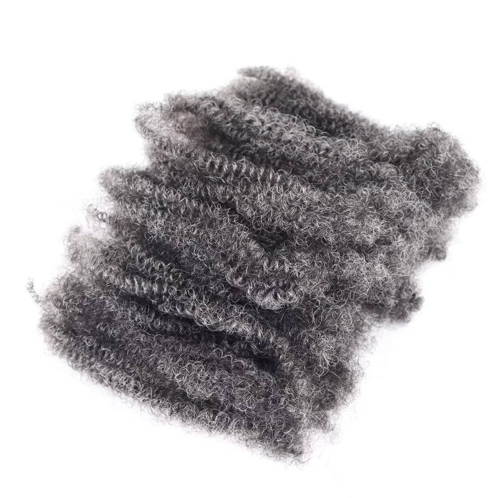 Feliz&Cc Happy&Cc 4C Grey Afro Kinky Bulk Human Hair For Mini Micro Locs Braids Twist Braiding Dreadlock Hair Extensions Salt And Pepper 16 Inch 50 Gram