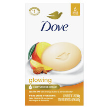 Dove Beauty Bar Soap Glowing Mango & Almond Butters, 6 Bars for Radiant Skin, Illuminates Skin 3.75 oz