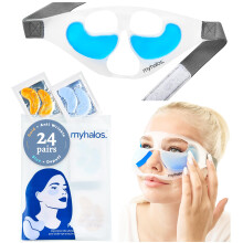MyHalos Patented Eye Ice Pack for Puffy Eyes Set - Under Eye Masks for Dark Circles and Puffiness- 24 Eye Patches for Wrinkles - Under Eye Ice Pack Wi