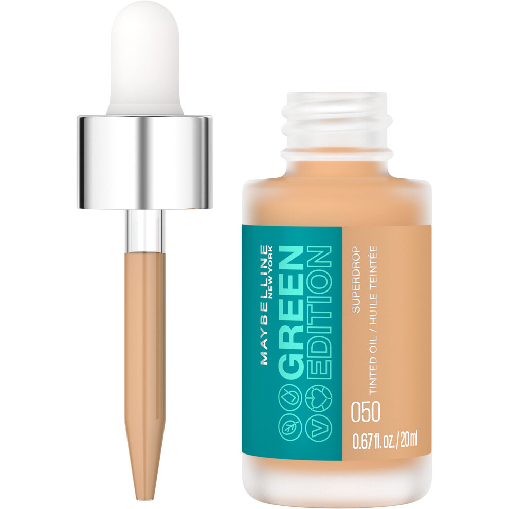 Maybelline Green Edition Superdrop Tinted Oil Base Makeup  Adjustable Natural Coverage Foundation Formulated With Jojoba & Marula Oil  50  1 Count