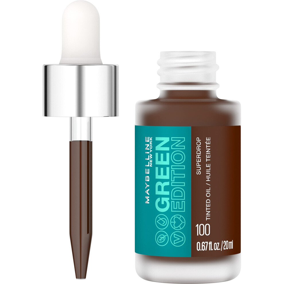Maybelline Green Edition Superdrop Tinted Oil Base Makeup  Adjustable Natural Coverage Foundation Formulated With Jojoba & Marula Oil  100  1 Count