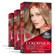 Revlon Permanente Haarfarbe, permanente blonde Haarfarbe, Colorsilk, mit 100 % Grauabdeckung, ammoniakfreiem Keratin und Aminosuren, Blondtne (3er-