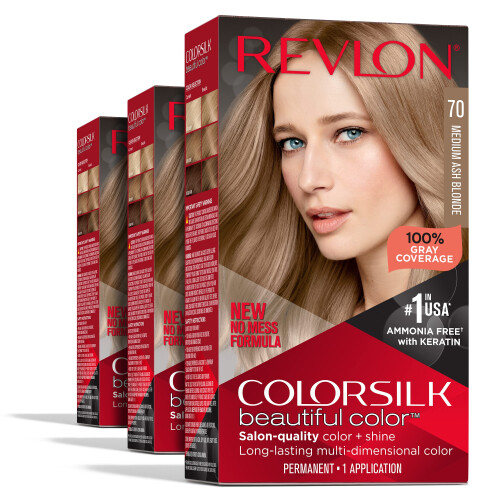Revlon Μόνιμη Χρώμα Μαλλιών, Μόνιμο Ξανθό Χρώμα Μαλλιών, Colorsilk με 100% Κάλυψη Γκρίζων