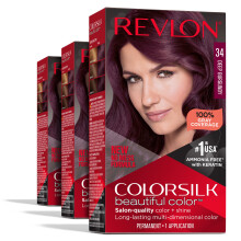 Revlon Permanente Haarkleur Permanente Rode Haarverf Colorsilk met 100% Grijsdekking Ammoniakvrije Keratine en Aminozuren Rode Tinten (Pack van 3)