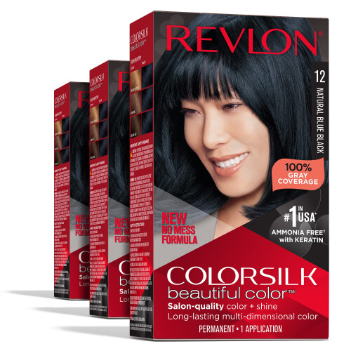 Revlon Μόνιμο Χρώμα Μαλλιών, Μαύρη Μη-Αμμωνιακή Βαφή, 100% Κάλυψη Γκρίζων (Συσκευασία)