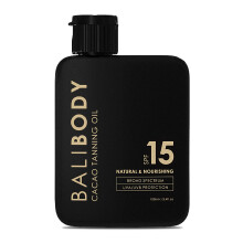 Bali Body Cacao Tanning Oil SPF 15 | For Deep Natural-Looking Sun Tan Glow | Hydrating Sun-Tanning Oil Made from Organic Cacao, Chocolate Tint | Vegan