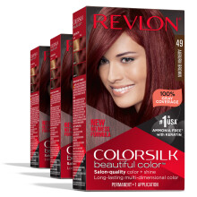 Revlon Permanente Haarkleur Permanente Rode Haarverf Colorsilk met 100% Grijsdekking Ammoniakvrije Keratine en Aminozuren Rode Tinten (Pack van 3)