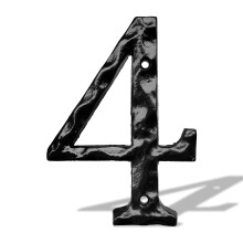 Huisnummers voor buiten - gietijzeren huisadres 5,5 inch metalen brievenbus nummer 4 - zwart