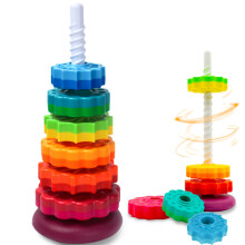 Draaiend speelgoed voor baby's Stapelspeelgoed voor baby's en peuters Educatief leerspeelgoed voor peuters Regenboogspinnewielspeelgoed voor focus Be