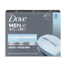 DOVE MEN + CARE Body and Face Bar To Clean and Hydrate Skin Body and Facial Cleanser More Moisturizing Than Bar Soap 3.75 oz 8 Bars