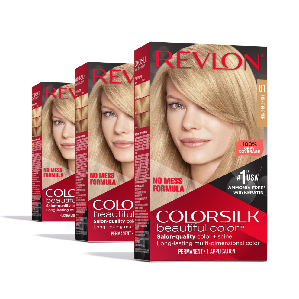 Revlon Permanent Hair Color Permanent Blonde Hair Dye Colorsilk with 100% Gray Coverage Ammonia-Free Keratin and Amino Acids Blonde Shades (Pack