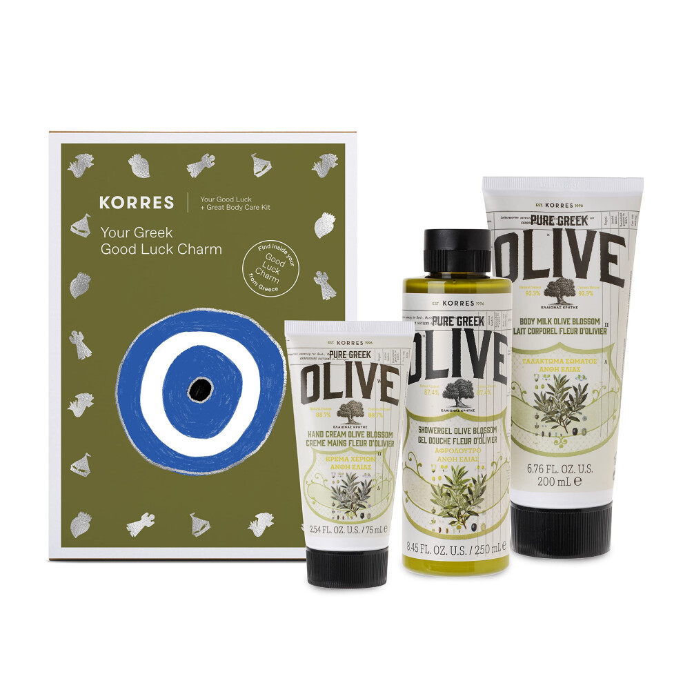 KORRES Olive Blossom Body Care Collection | Pure Greek Olive Shower Gel  Body Cream & Hand Cream  3 Piece Set