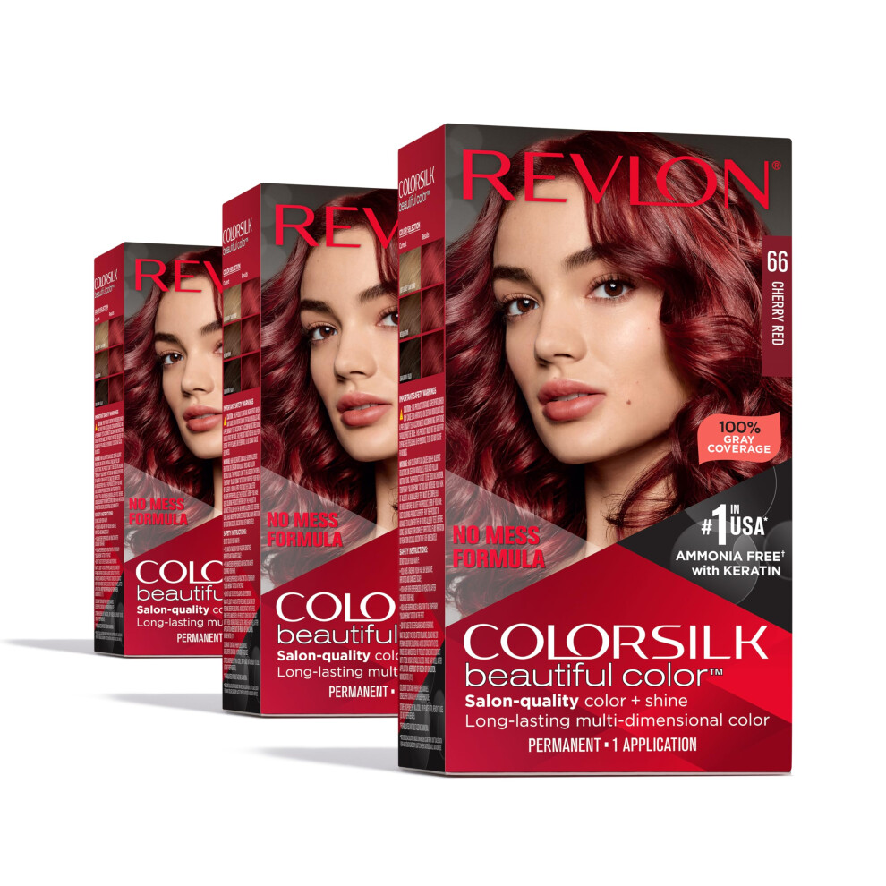 Coloration Permanente Pour Cheveux Revlon, Teinture Permanente Rouge Colorsilk Avec Couverture 100 % Des Cheveux Gris, Sans Ammoniaque, K Ratin-image