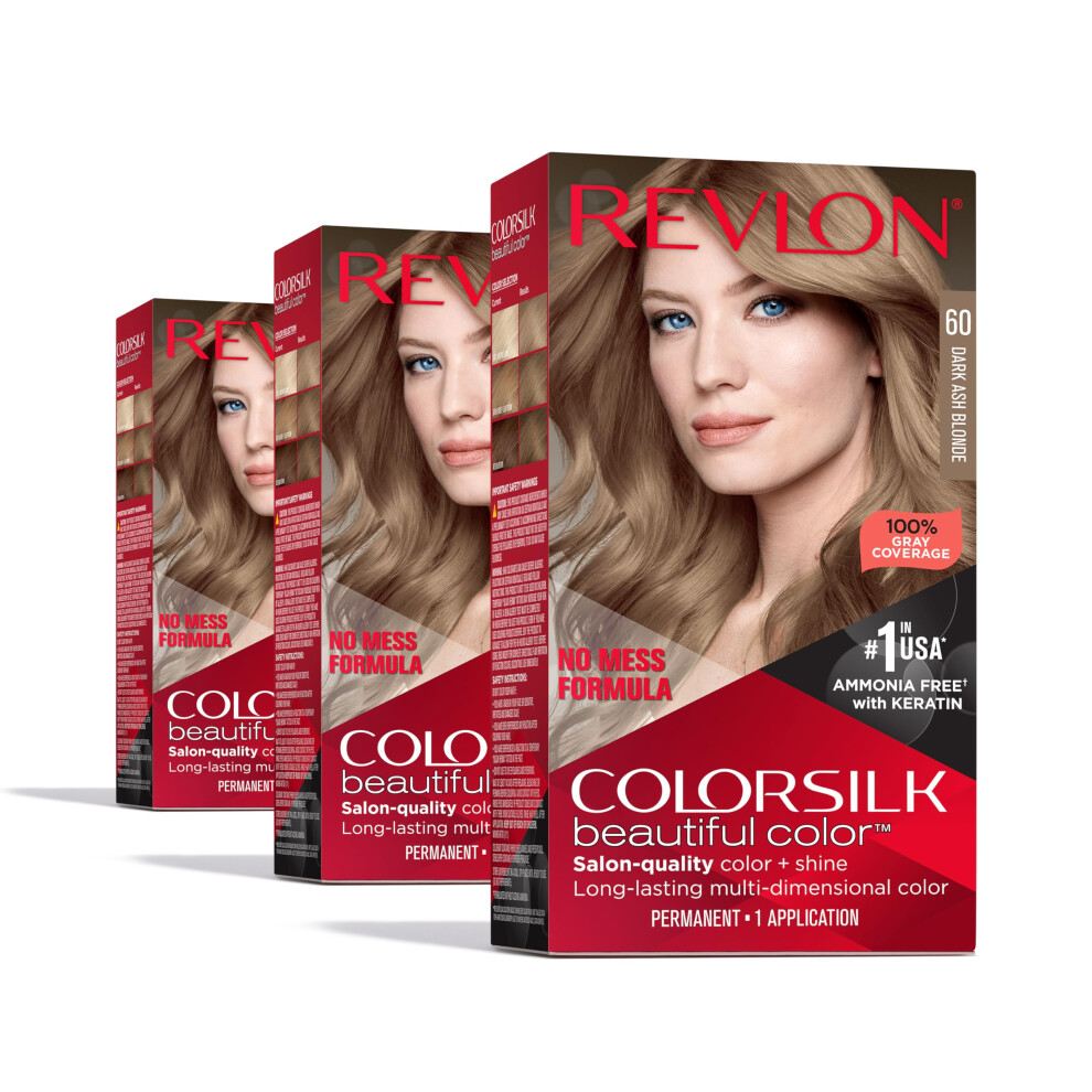 Revlon Permanent Hair Color, Tinta Permanente Per Capelli Biondi Colorsilk Con Copertura Dei Capelli Bianchi Al 100%, Senza Ammoniaca, Cheratina-image