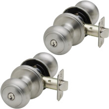 Copper Creek CK2040SS-2 Colonial Door Knob Keyed Entry Function 2 Pack in Satin Stainless