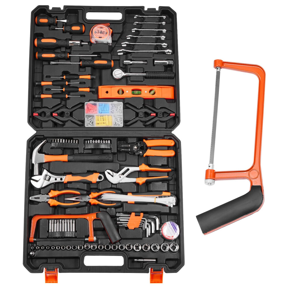 VEVOR Household Tools Kit  216 Piece General Home/Auto Repair Tool Set with Portable Tool Storage Case  for Home Maintenance  College Dormitory Use  D