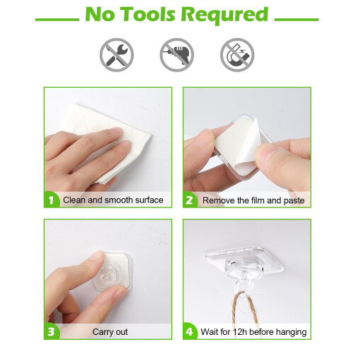 Adhesive Ceiling Hooks for Hanging Decor:20 Pack No Drill Small Drop Ceiling Hanger Strips for Decorations - Clear Decorative Ceiling Clips for C 2